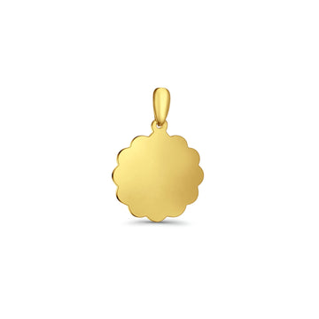 14K Yellow Gold Engravable Flower- Round Pendant 24mmX16mm 1.6 grams